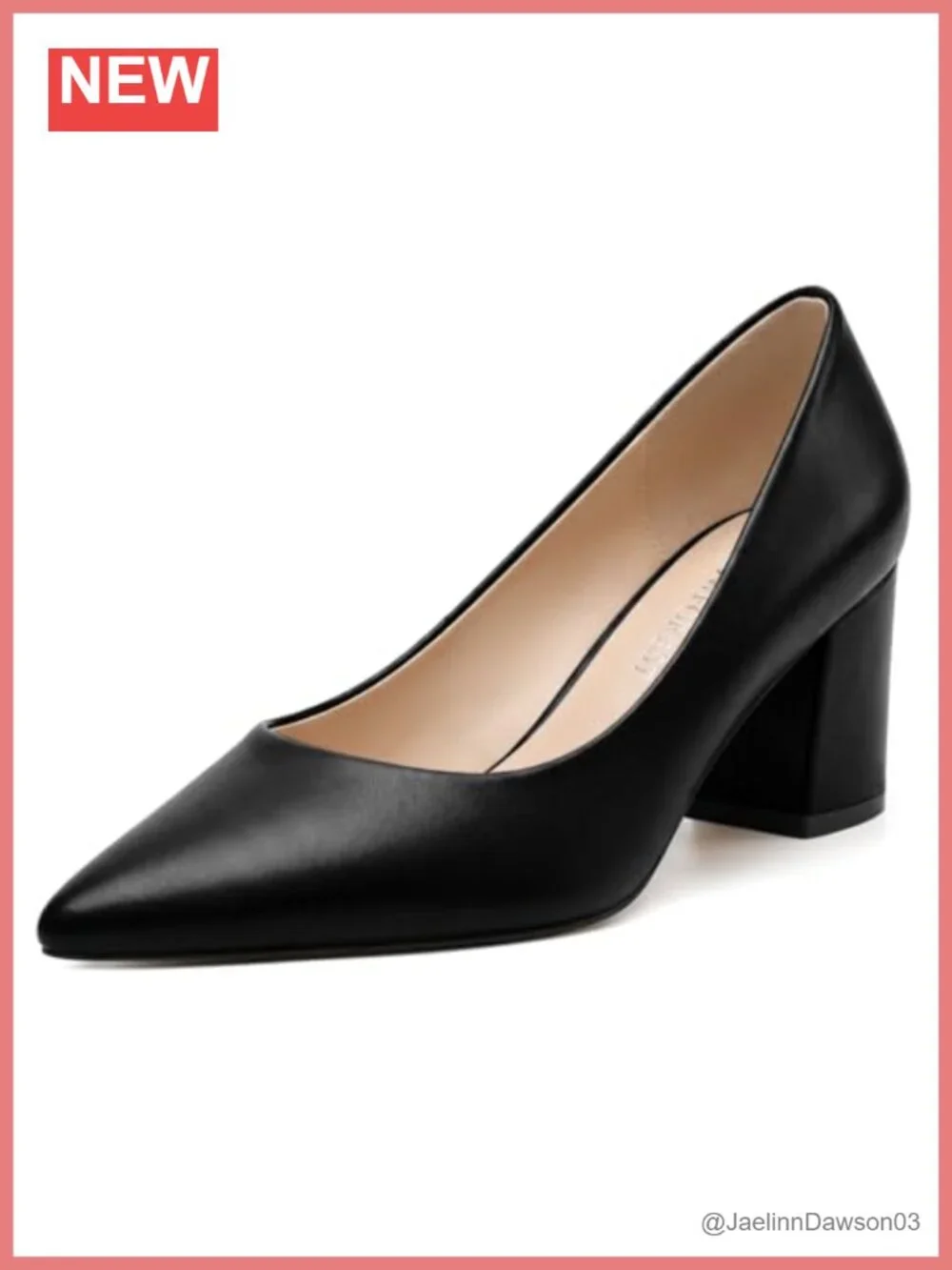 Women's Chunky Heel Pumps Faux Leather Pointed Toe Slip On Dress Shoes 2.5 Inch